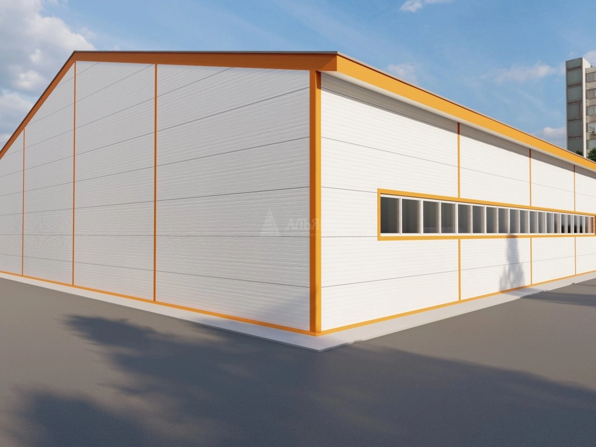 3D визуализация Ангар-склад с навесом из сэндвич-панелей - фото 4